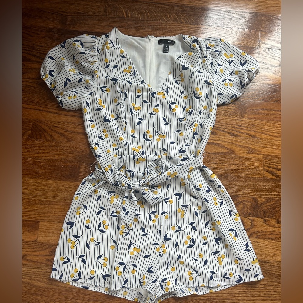AQUA white lemon pattern romper